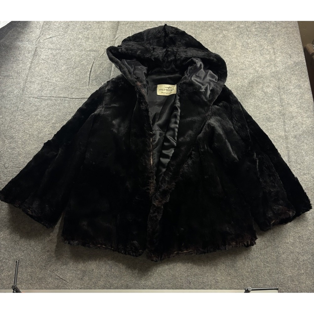 Morton's Washington D.C. VTG 1950s Women's M/L? Mink Fur Hooded Cape Jacket